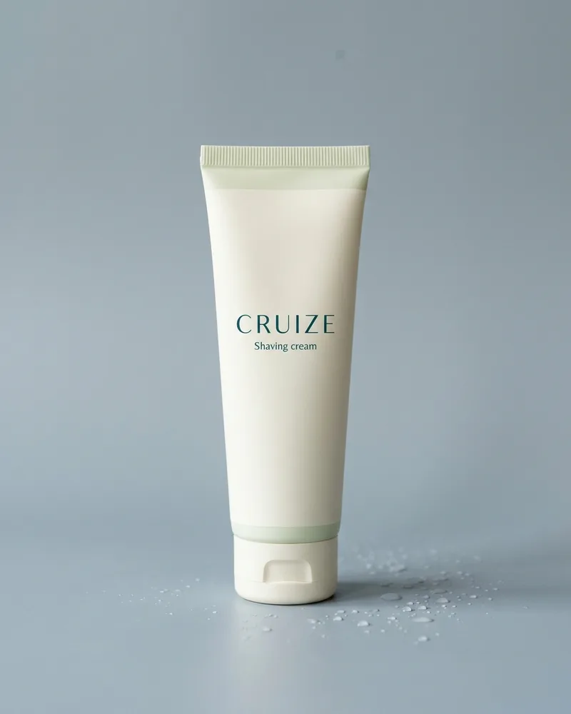 Illustrative pack for For Men Cream Shave, with a CRUIZE label. Not the real product or its packaging.