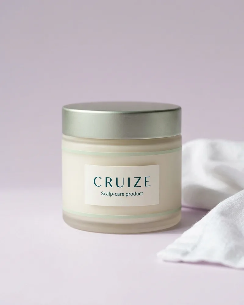 Illustrative pack for The Crown Scalp Scrub, with a CRUIZE label. Not the real product or its packaging.