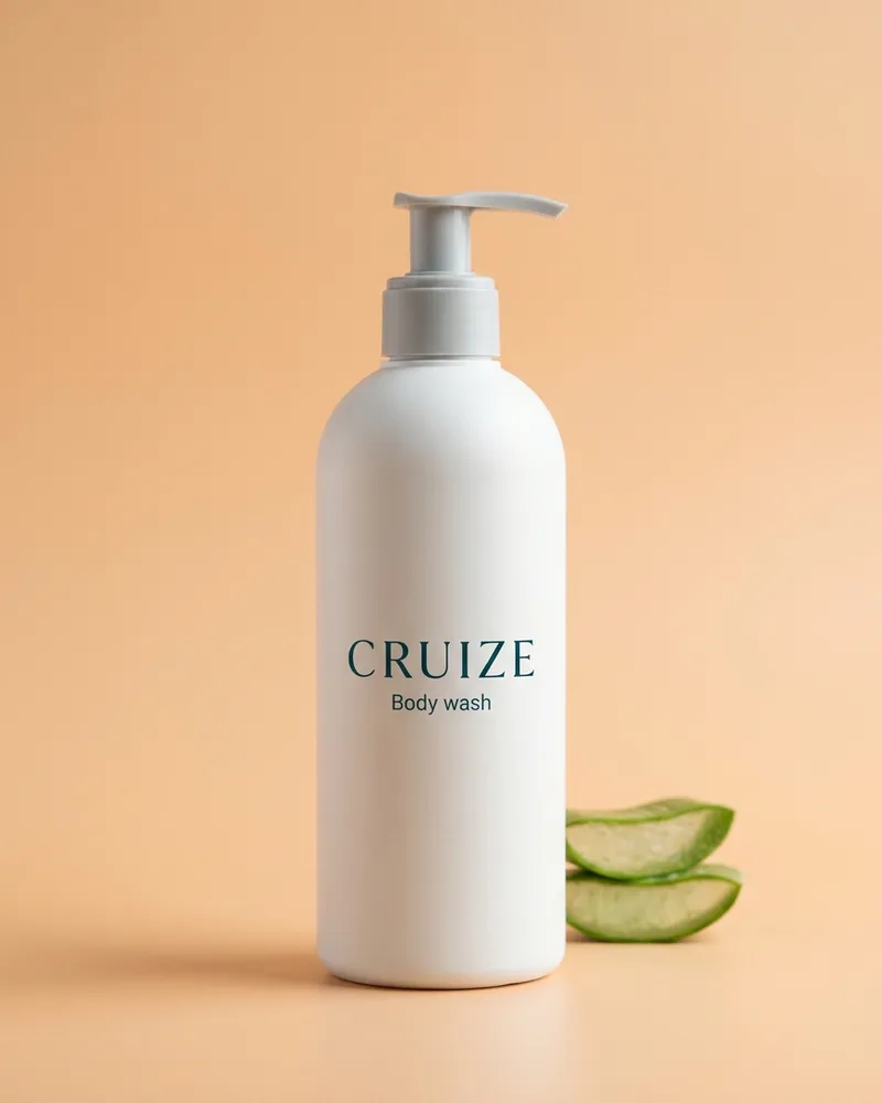 Illustrative pack for Vanilla Bath & Shower Gel, with a CRUIZE label. Not the real product or its packaging.