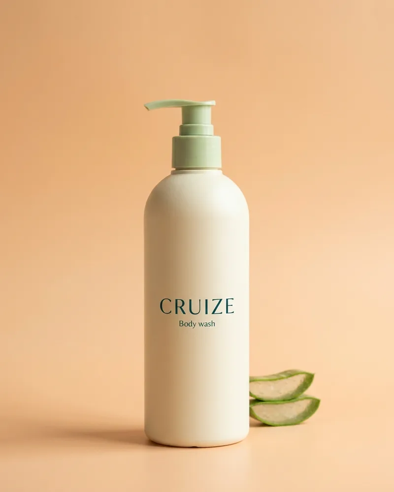 Illustrative pack for Botanicals Moisturizing Body Wash Freesia and Tea Tree, with a CRUIZE label. Not the real product or its packaging.