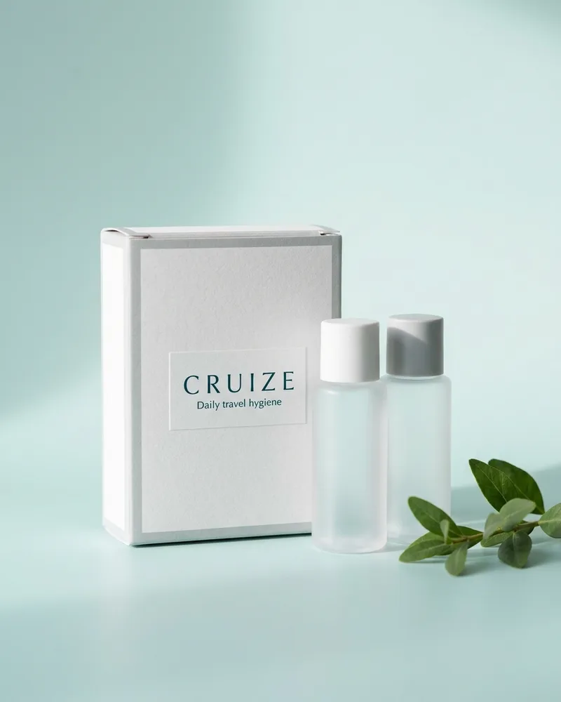 Illustrative pack for Daily Skincare & Makeup Travel Gift Set, with a CRUIZE label. Not the real product or its packaging.