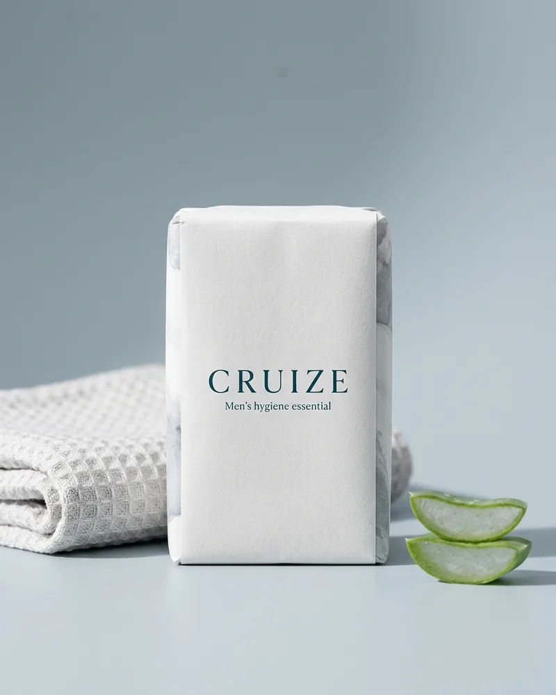 Illustrative pack for Ultimate Man Body Scrub Soap, with a CRUIZE label. Not the real product or its packaging.