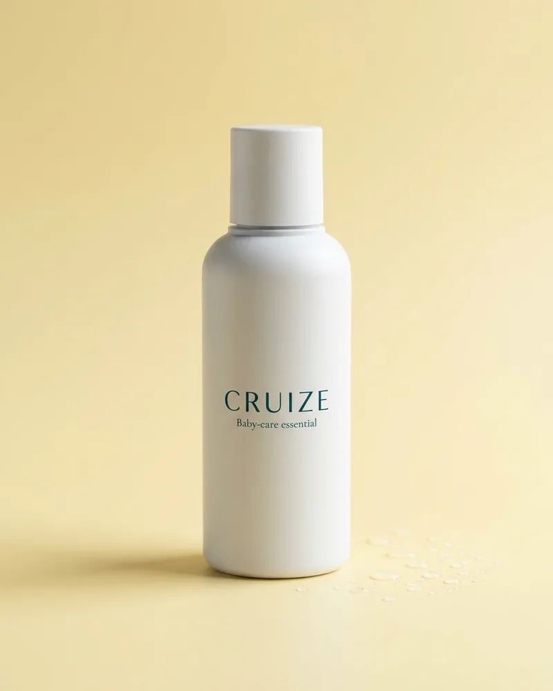 Illustrative pack for Baby Oil Unscented, with a CRUIZE label. Not the real product or its packaging.