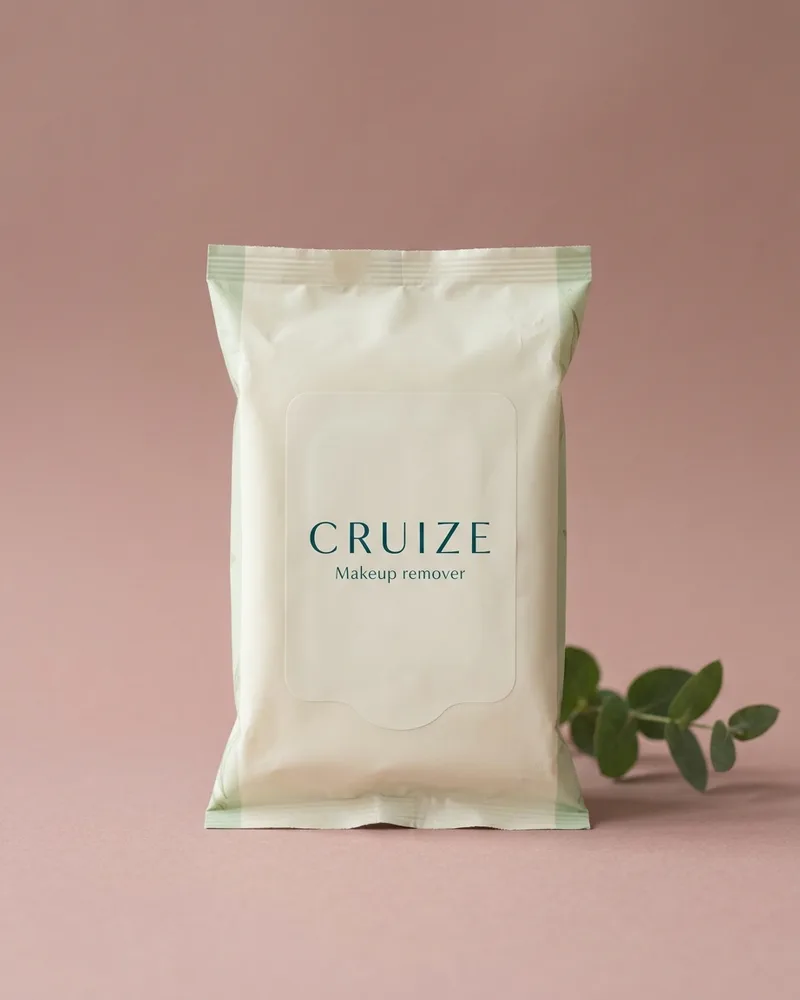 Illustrative pack for Gone In A Flash Erase It Pro Makeup Removing Wipes, with a CRUIZE label. Not the real product or its packaging.