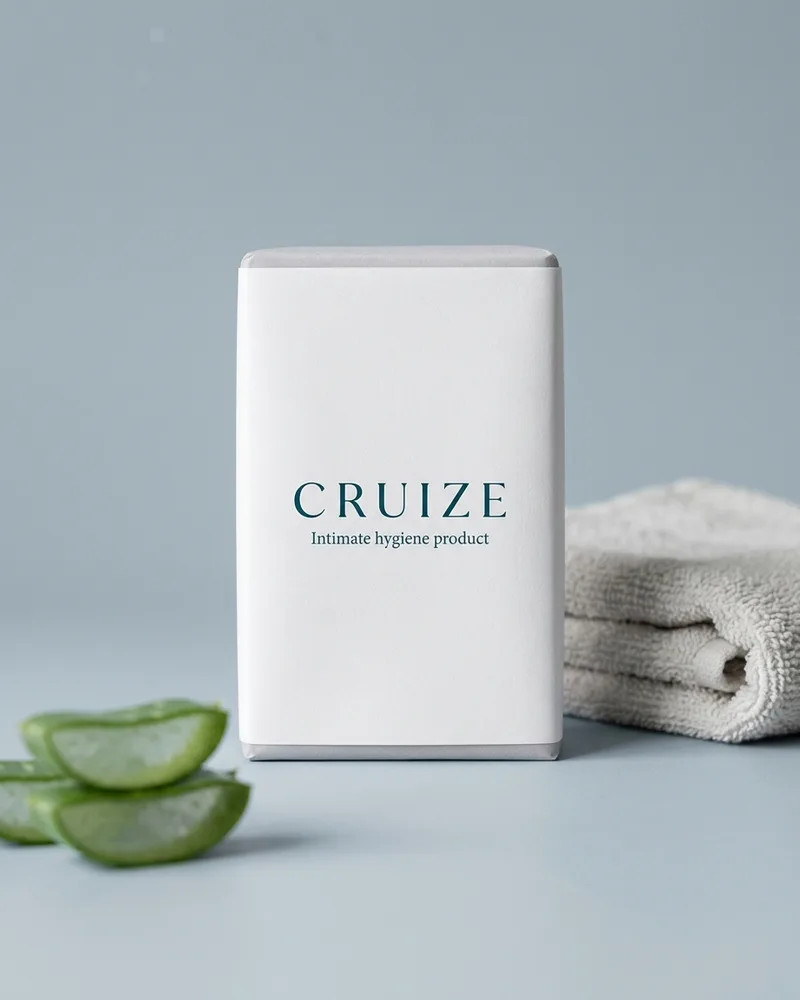 Illustrative pack for Intimate Hygiene Soap Sensitive 150ml, with a CRUIZE label. Not the real product or its packaging.