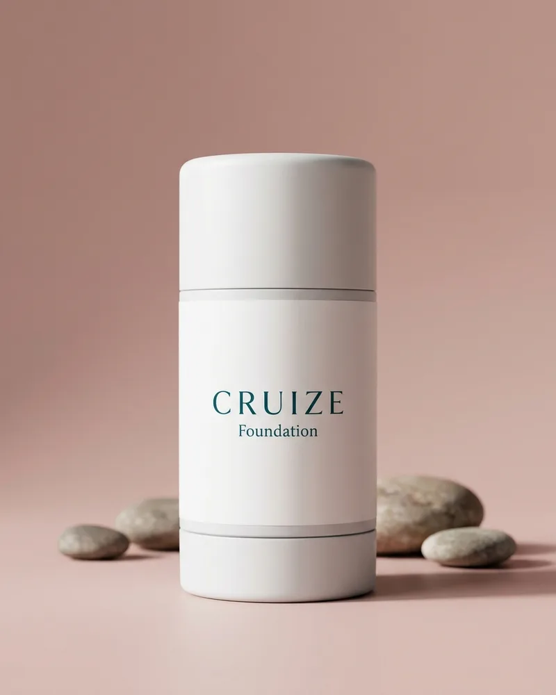 Illustrative pack for True Color Creme Stick Foundation, with a CRUIZE label. Not the real product or its packaging.