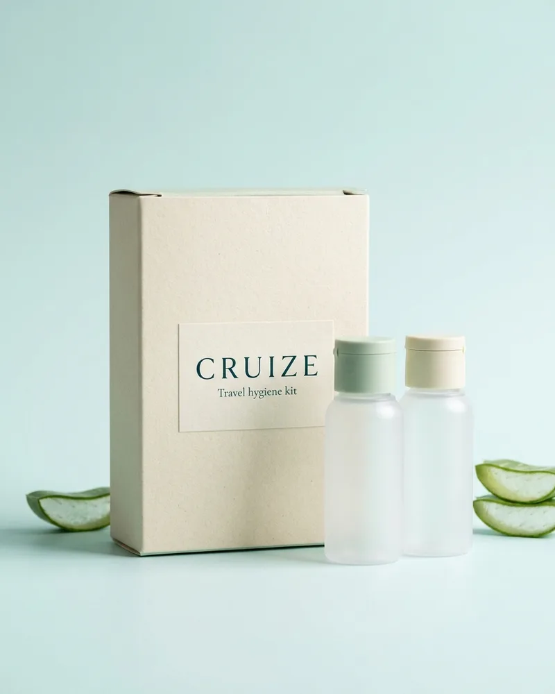 Illustrative pack for The Classic Explorer Body and Hair Mini Travel Bag, with a CRUIZE label. Not the real product or its packaging.
