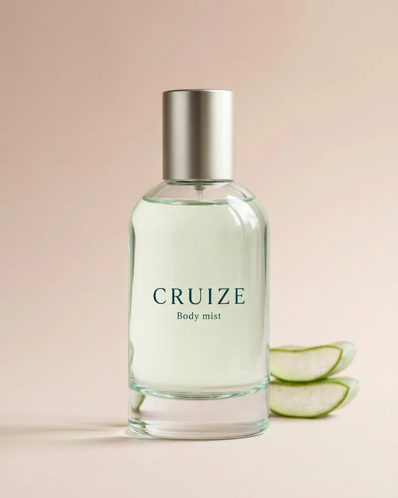 Illustrative pack for Nude Rouge Body Mist, with a CRUIZE label. Not the real product or its packaging.